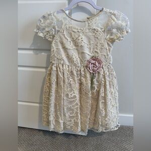Girls cream formal lace dress
